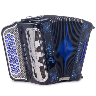 Sonola Emigrante II Accordion 5 Switch FBE Black with Blue-accordion-Sonola- Hermes Music