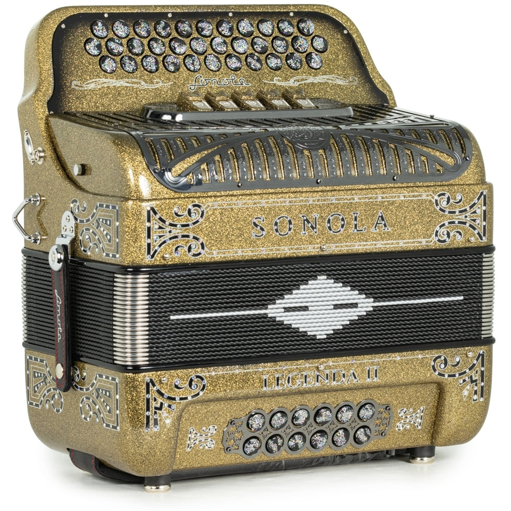Sonola Legenda II Ultra Compacto Acordeón 5 Registros Fa Brillo Dorado y Negro