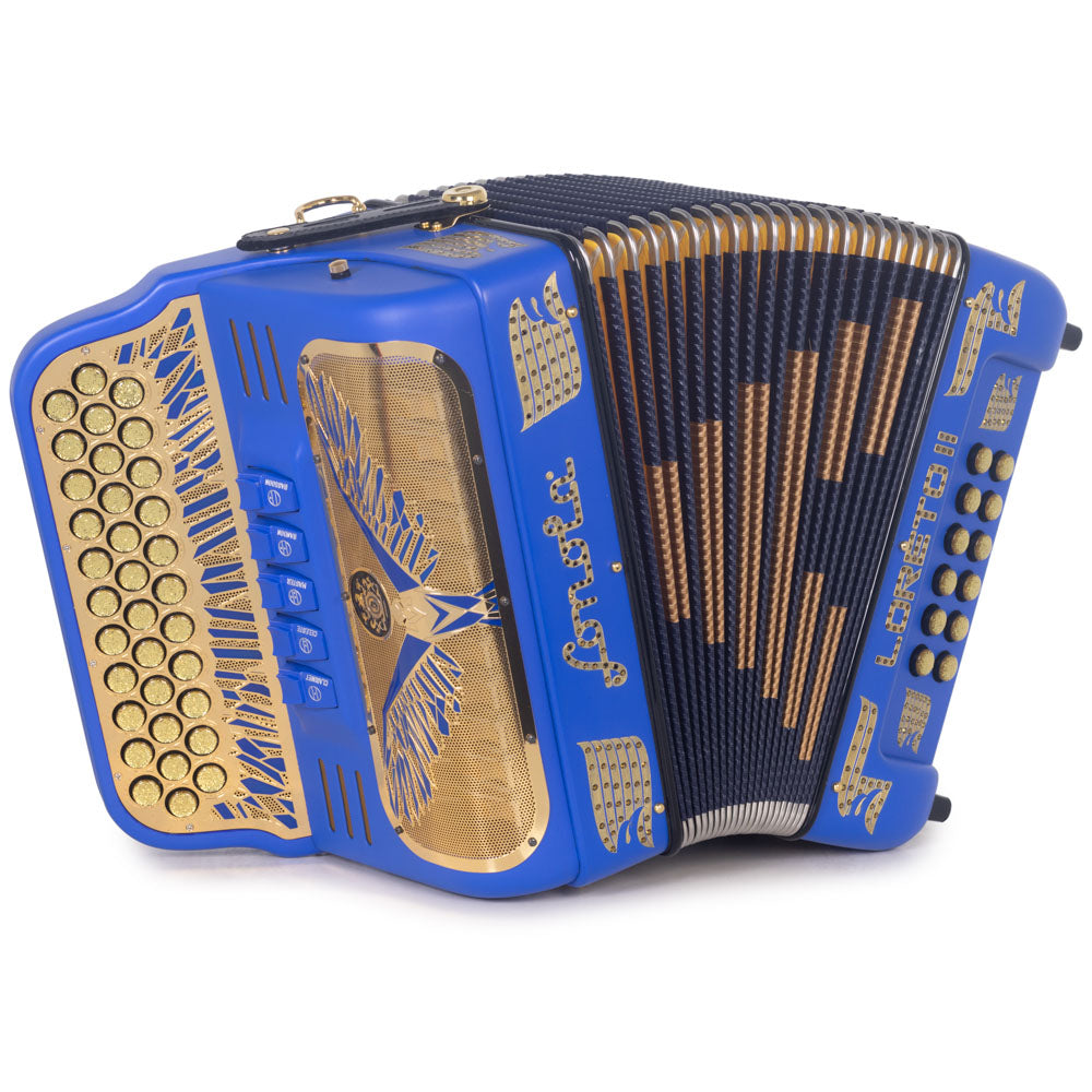 Sonola Loreto II Ultra Compact Accordion 5 Switch EAD Blue with Gold-Accordions & Concertinas-Sonola- Hermes Music