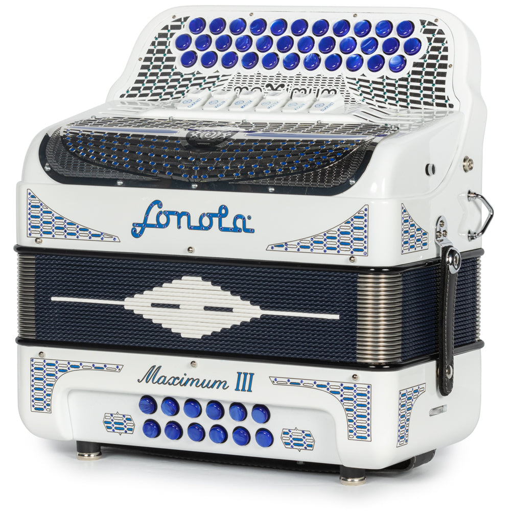 Sonola Maximum III Acordeón 6 Registros Fa-Mi Blanco y Azul
