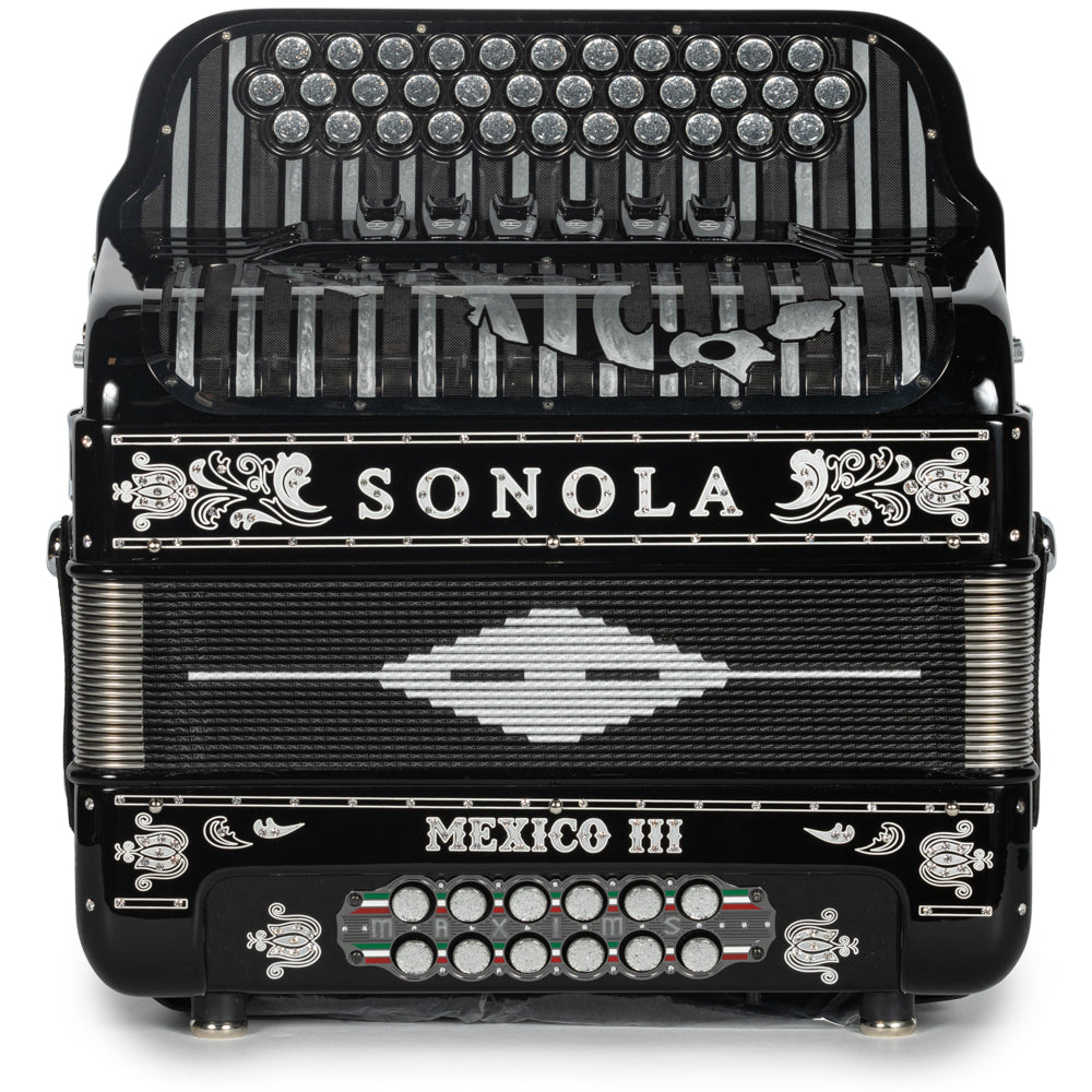 Sonola Mexico III Acordeón 6 Registros Fa-Mi Negro y Plata