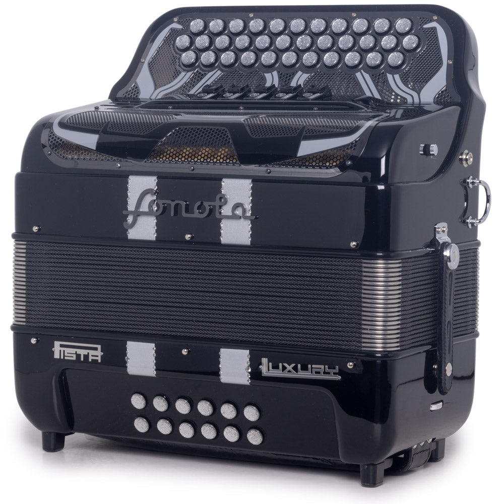 Sonola Pista Lux Accordion 5 Switch FBE Black with Silver-accordion-Sonola- Hermes Music