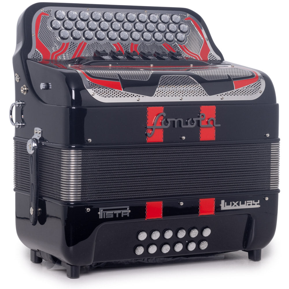 Sonola Pista Lux Accordion 6 Switch FBE/EAD Black with Red-accordion-Sonola- Hermes Music