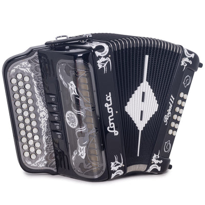Sonola Royal II Accordion 5 Switch FBE Black with White-accordion-Sonola- Hermes Music