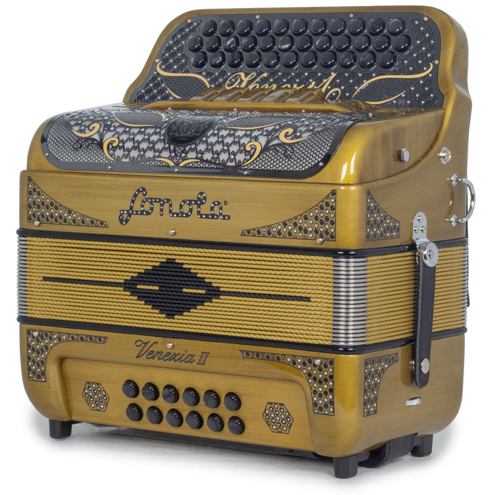 Sonola Venezia II Accordion 5 Switch GCF Gold with Black-accordion-Sonola-Hermes Music