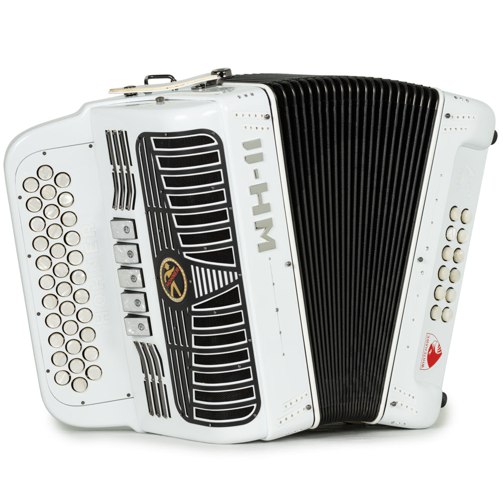 Hohner Anacleto White Hawk II Acordeon 5 Registros Fa Blanco Mate