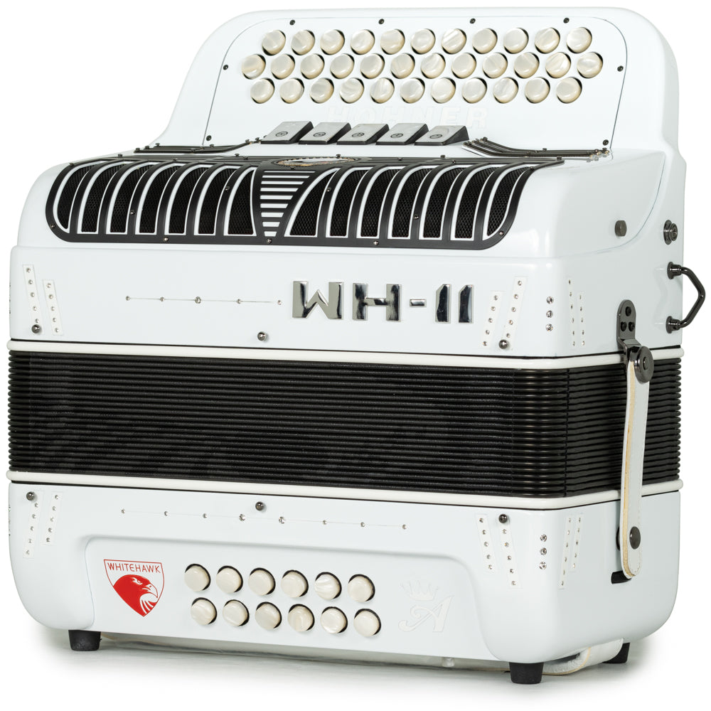 Hohner Anacleto White Hawk II Acordeon 5 Registros Fa Blanco Mate