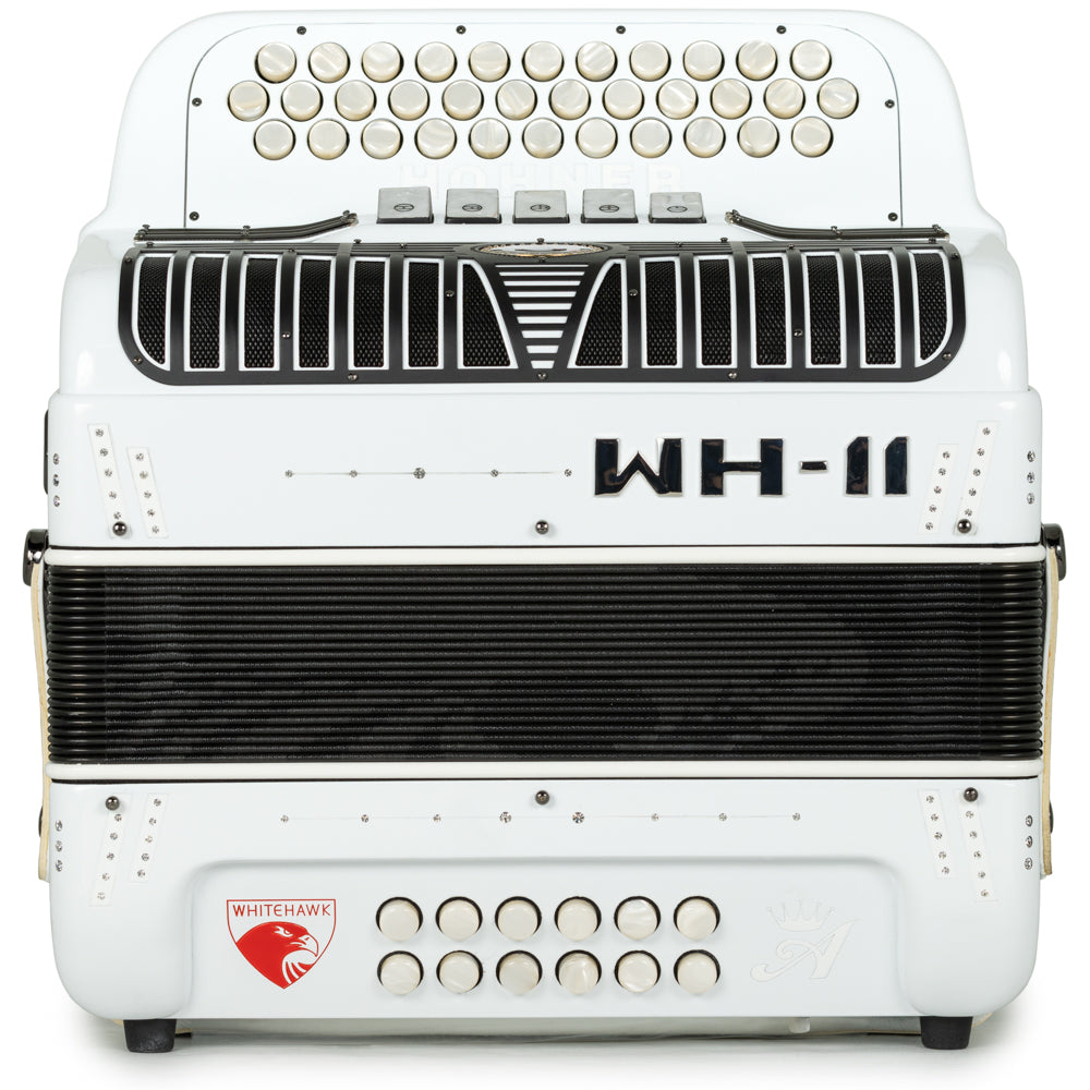 Hohner Anacleto White Hawk II Acordeon 5 Registros Fa Blanco Mate