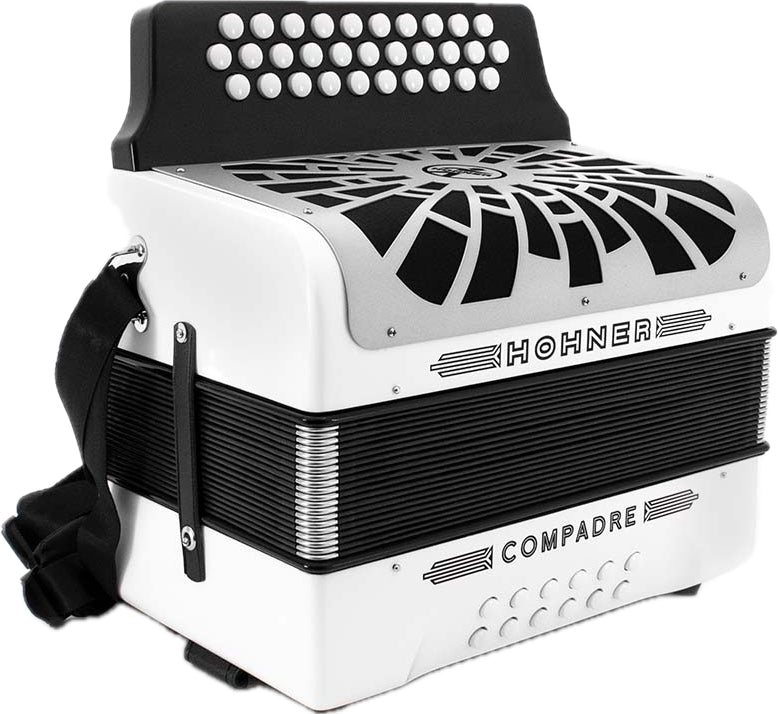 Hohner Compadre Acordeón Sin Registros Fa Blanco con Parrilla Gris Mate