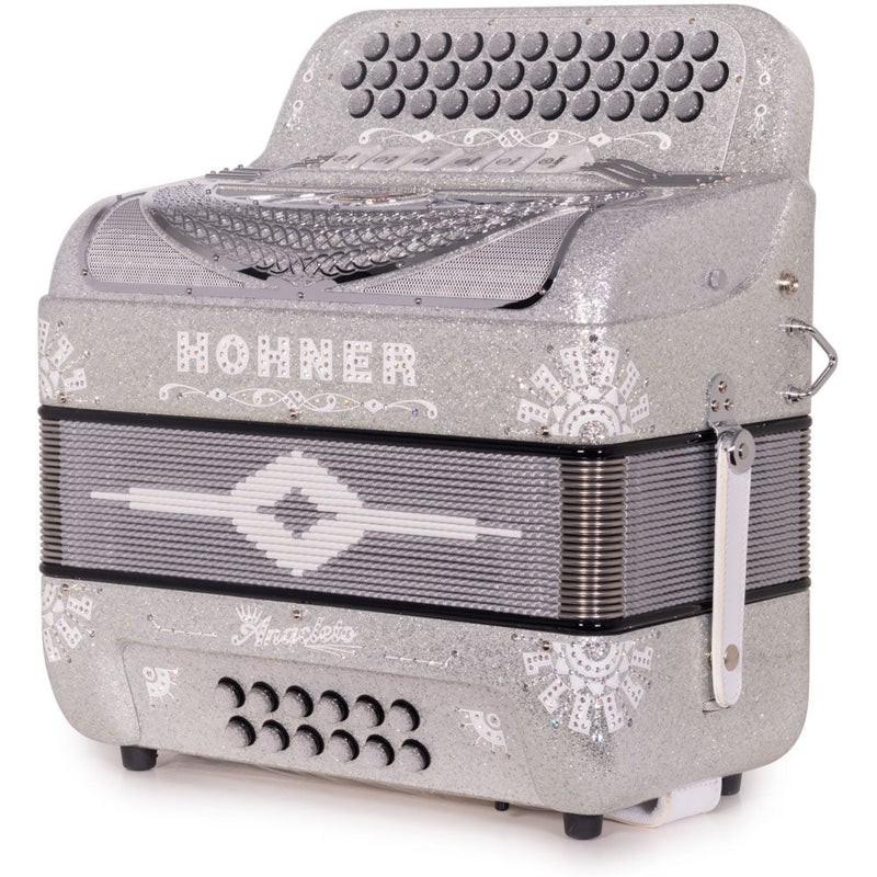 Anacleto Rey del Norte Accordion 6 Switch FBE/EAD Silver Glitter Compact-accordion-Anacleto-Hermes Music
