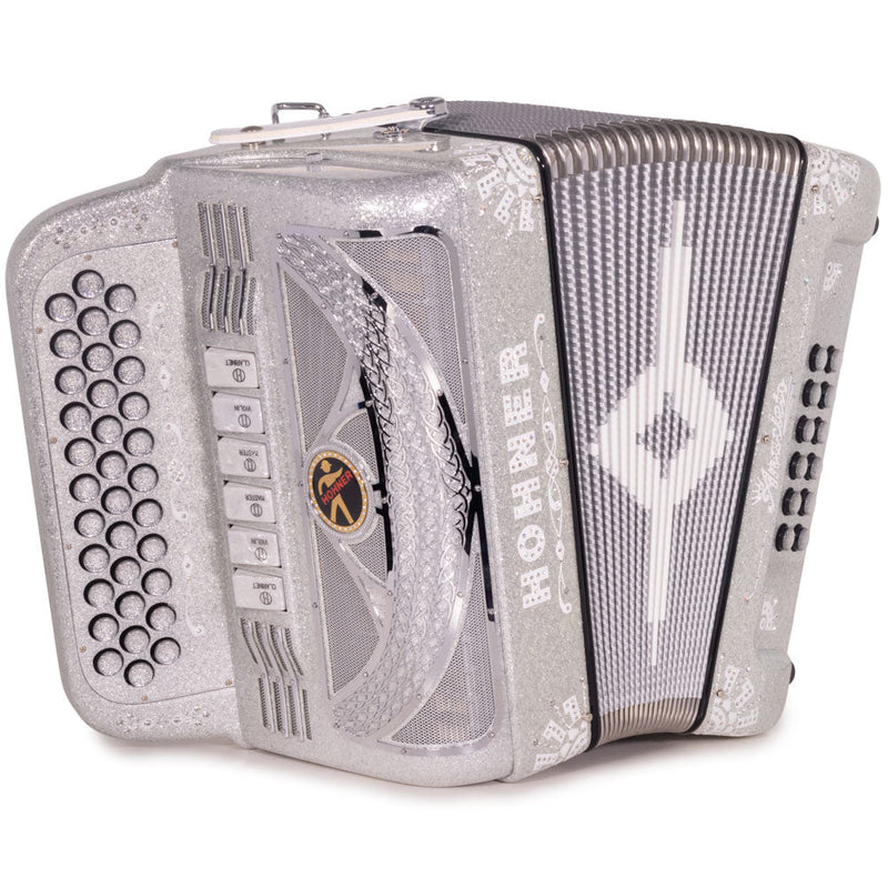 Anacleto Rey del Norte Accordion 6 Switch FBE/EAD Silver Glitter Compact-accordion-Anacleto-Hermes Music