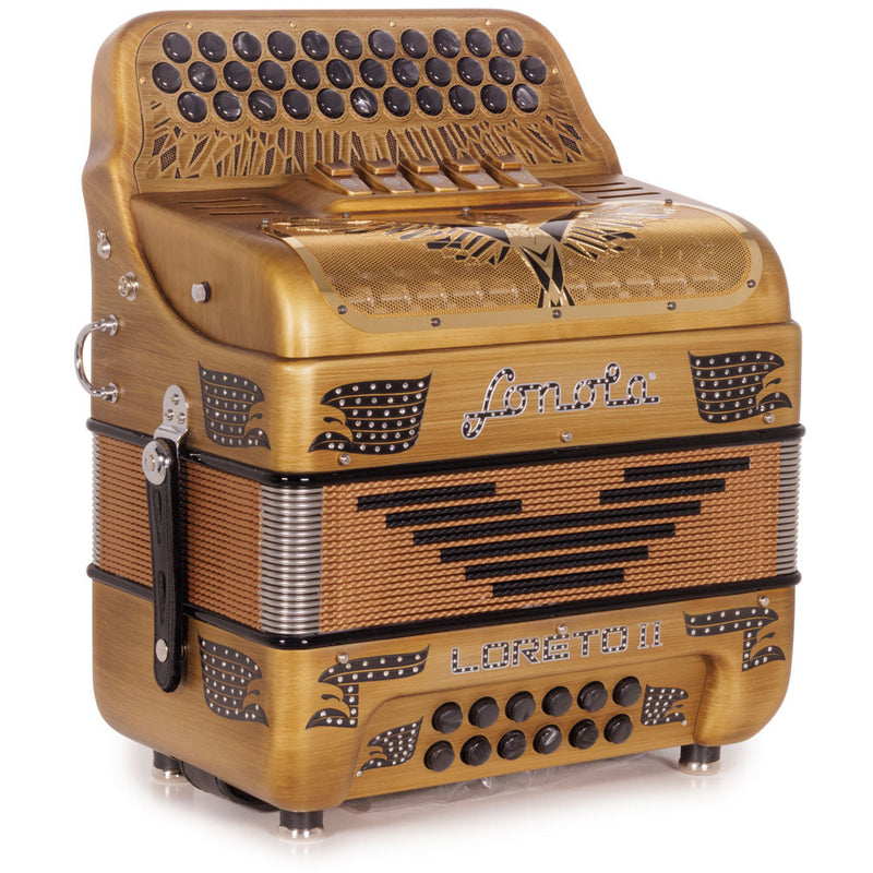 Sonola Loreto II Ultra Compact II Accordion 5 Switch FBE Light Matte Gold-accordion-Sonola-Hermes Music
