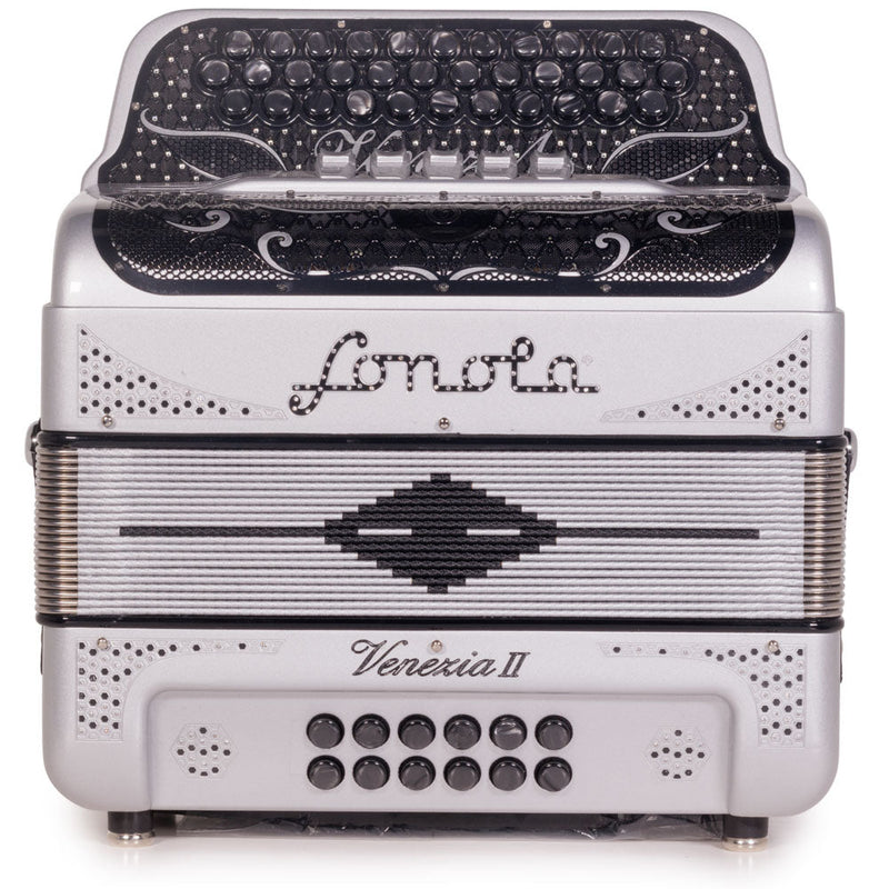 Sonola Venezia II Accordion 5 Switch FBE Silver Glitter with Black-accordion-Sonola-Hermes Music