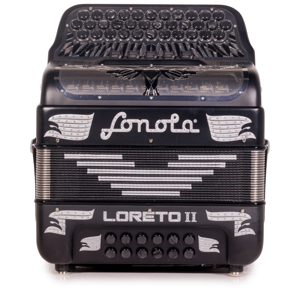 Sonola Loreto II Ultra Compact II Accordion 5 Switch FBE Matte Black with Silver-accordion-Sonola-Hermes Music