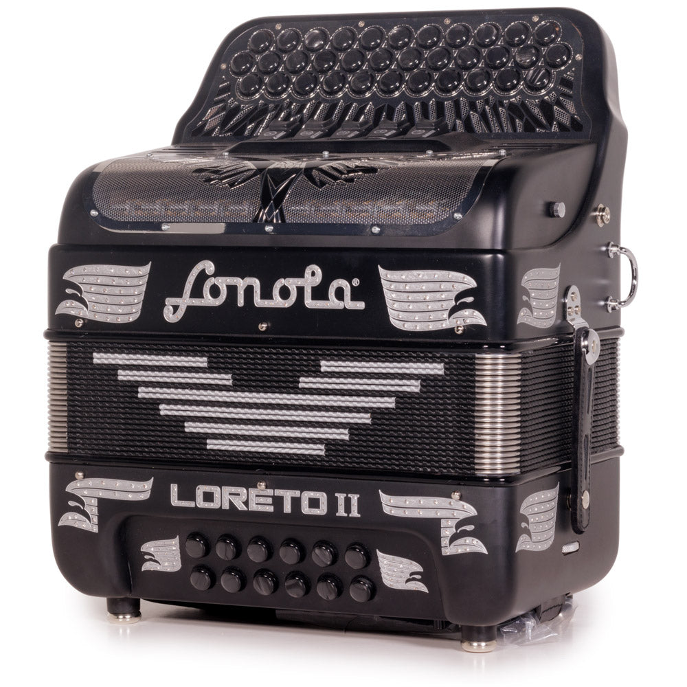 Sonola Loreto II Ultra Compact II Accordion 5 Switch FBE Matte Black with Silver-accordion-Sonola-Hermes Music