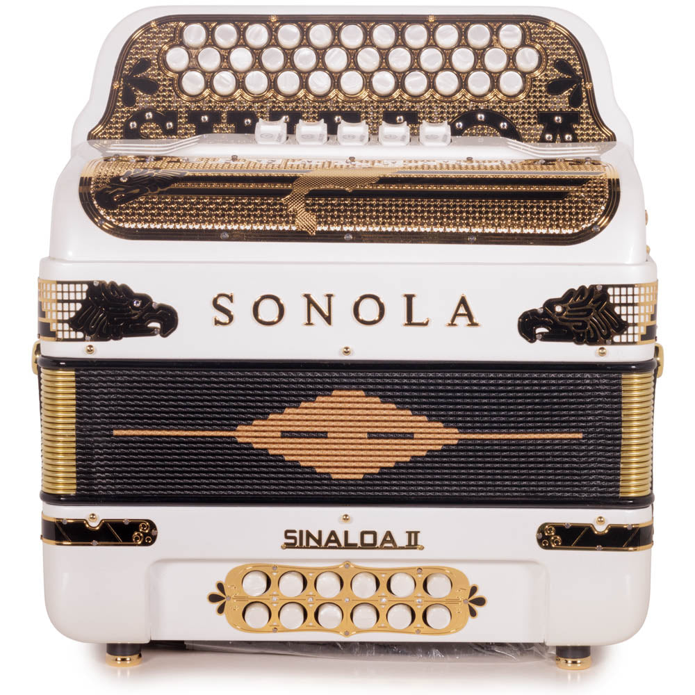 Sonola Accordion Special Edition Sinaloa 5 Switch EAD White with Gold-accordion-Sonola-Hermes Music