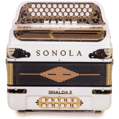 Sonola Accordion Special Edition Sinaloa 5 Switch EAD White with Gold-accordion-Sonola-Hermes Music
