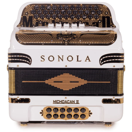 Sonola Michoacan Special Edition Accordion 5 Switch FBE White with Gold-accordion-Sonola-Hermes Music