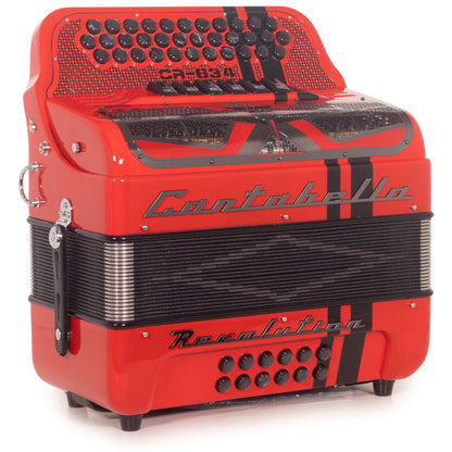 Cantabella Revolution 634 Accordion 6 Switch FBE/GCF Red-accordion-Cantabella-Hermes Music