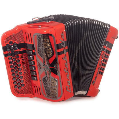 Cantabella Revolution 634 Accordion 6 Switch FBE/GCF Red-accordion-Cantabella-Hermes Music