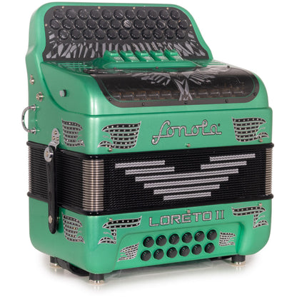Sonola Loreto II Compact II Accordion 5 Switch FBE Light Green with Silver Designs-accordion-Sonola-Hermes Music