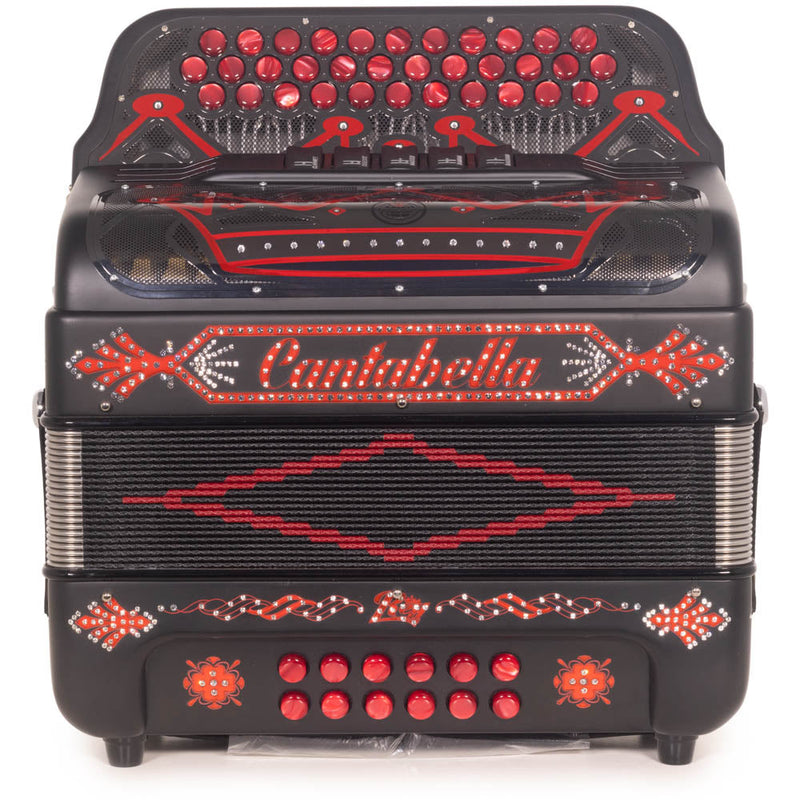 Cantabella Rey II Accordion 5 Switch EAD Matte Black with Red-accordion-Cantabella-Hermes Music