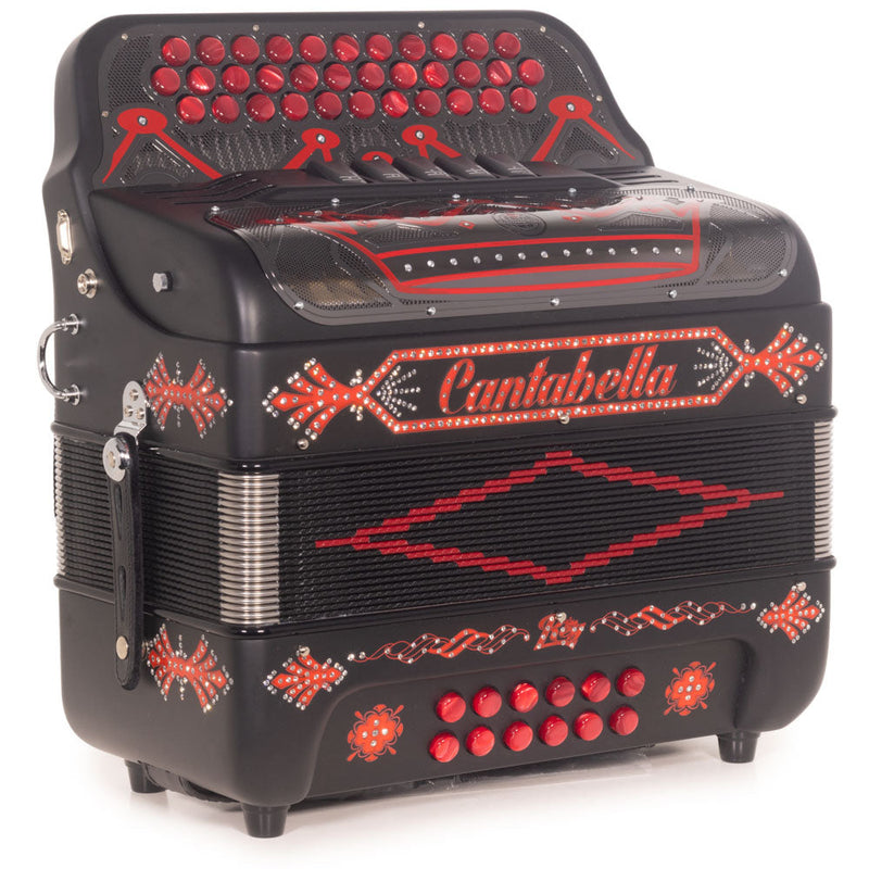 Cantabella Rey II Accordion 5 Switch EAD Matte Black with Red-accordion-Cantabella-Hermes Music