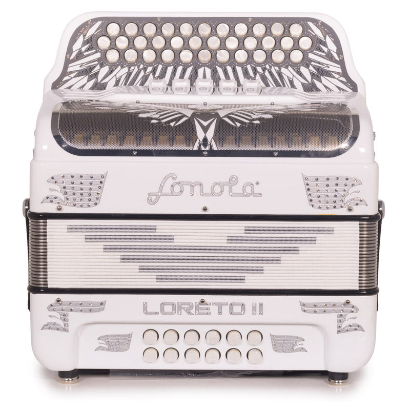 Sonola Loreto II Accordion 5 Switch FBE White-Accordions & Concertinas-Sonola-Hermes Music