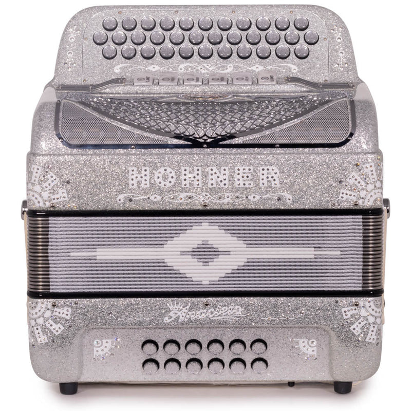 Anacleto Rey del Norte Accordion 6 Switch FBE/EAD Silver Glitter Compact-accordion-Anacleto-Hermes Music
