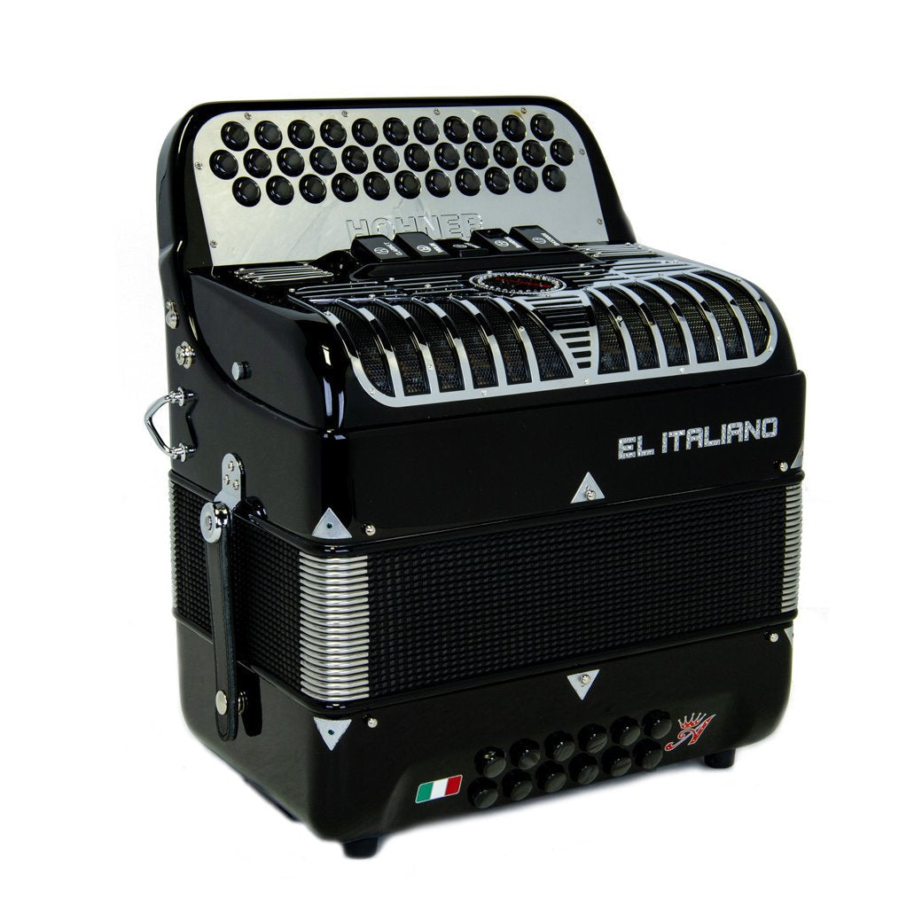 Anacleto El Italiano III Accordion FBE 5 Switches Black-accordion-Anacleto- Hermes Music