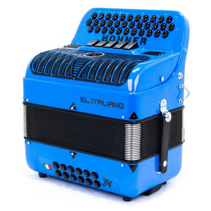 Anacleto El Italiano III Accordion FBE 5 Switches Blue-accordion-Anacleto- Hermes Music