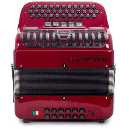 Anacleto El Italiano III Accordion FBE 5 Switches Red with Black-accordion-Anacleto- Hermes Music
