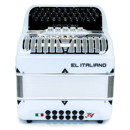 Anacleto El Italiano III Accordion Ultra Compact Accordion 5 Switches FBE White with Chrome Design-accordion-Anacleto- Hermes Music