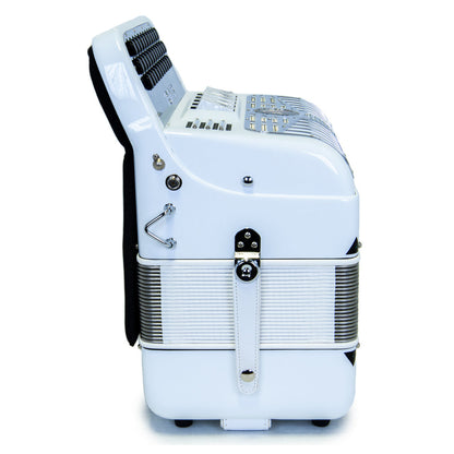 Anacleto El Italiano III Accordion Ultra Compact Accordion 5 Switches FBE White with Chrome Design-accordion-Anacleto- Hermes Music