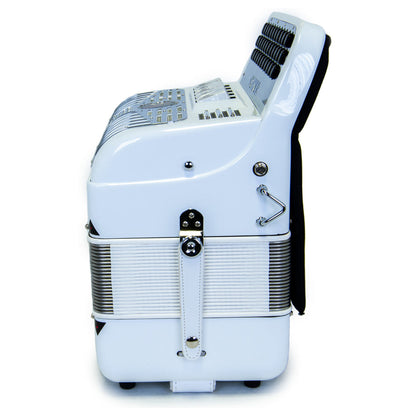 Anacleto El Italiano III Accordion Ultra Compact Accordion 5 Switches FBE White with Chrome Design-accordion-Anacleto- Hermes Music