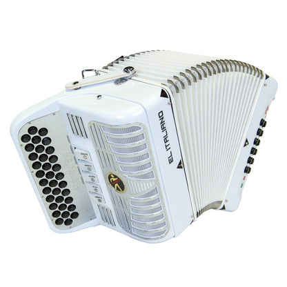 Anacleto El Italiano III Accordion Ultra Compact Accordion 5 Switches FBE White with Chrome Design-accordion-Anacleto- Hermes Music