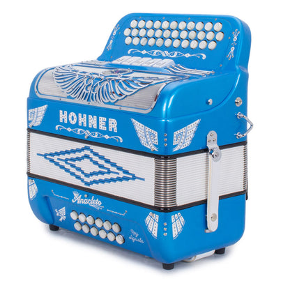 Anacleto Rey Aguila Compact Accordion FBE 5 Switch Metallic Blue-accordion-Anacleto- Hermes Music