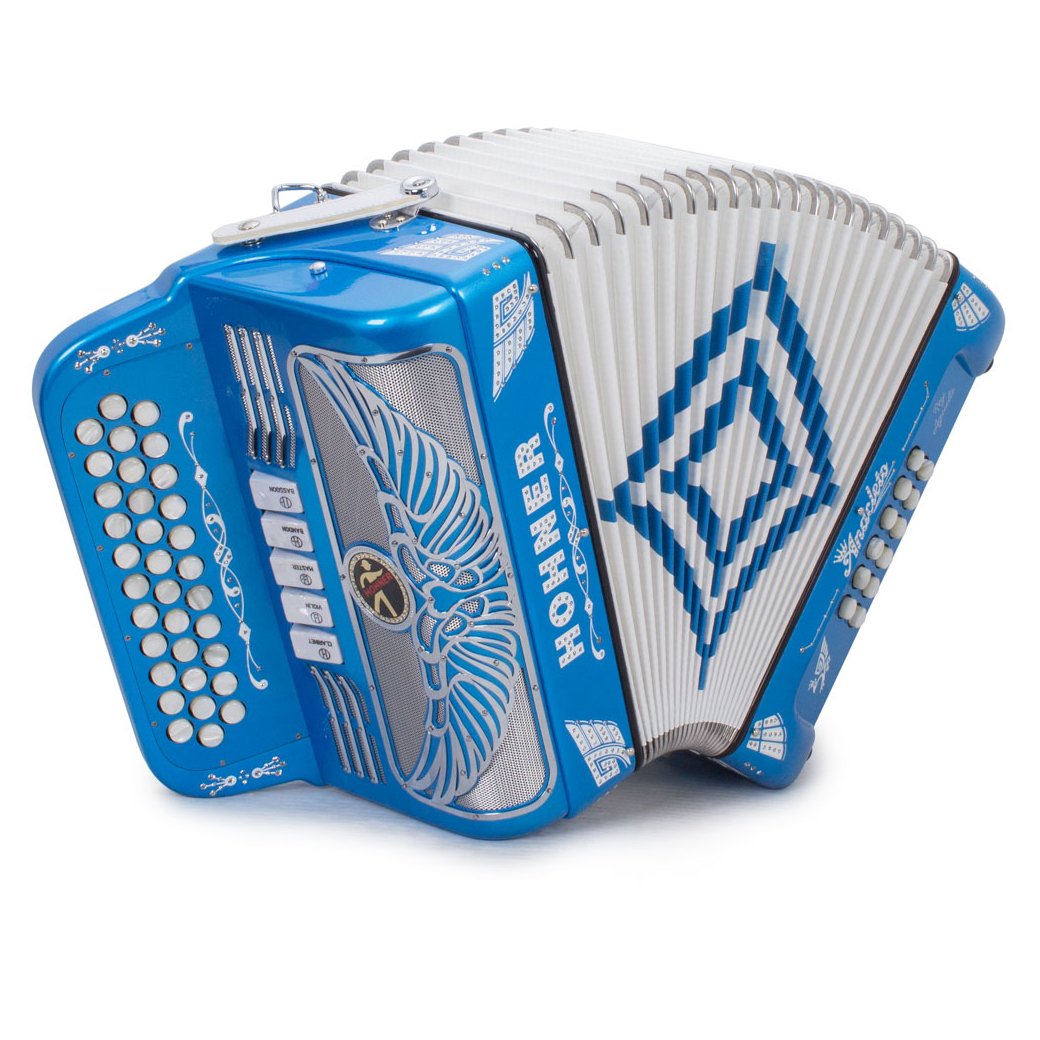Anacleto Rey Aguila Compact Accordion FBE 5 Switch Metallic Blue-accordion-Anacleto- Hermes Music