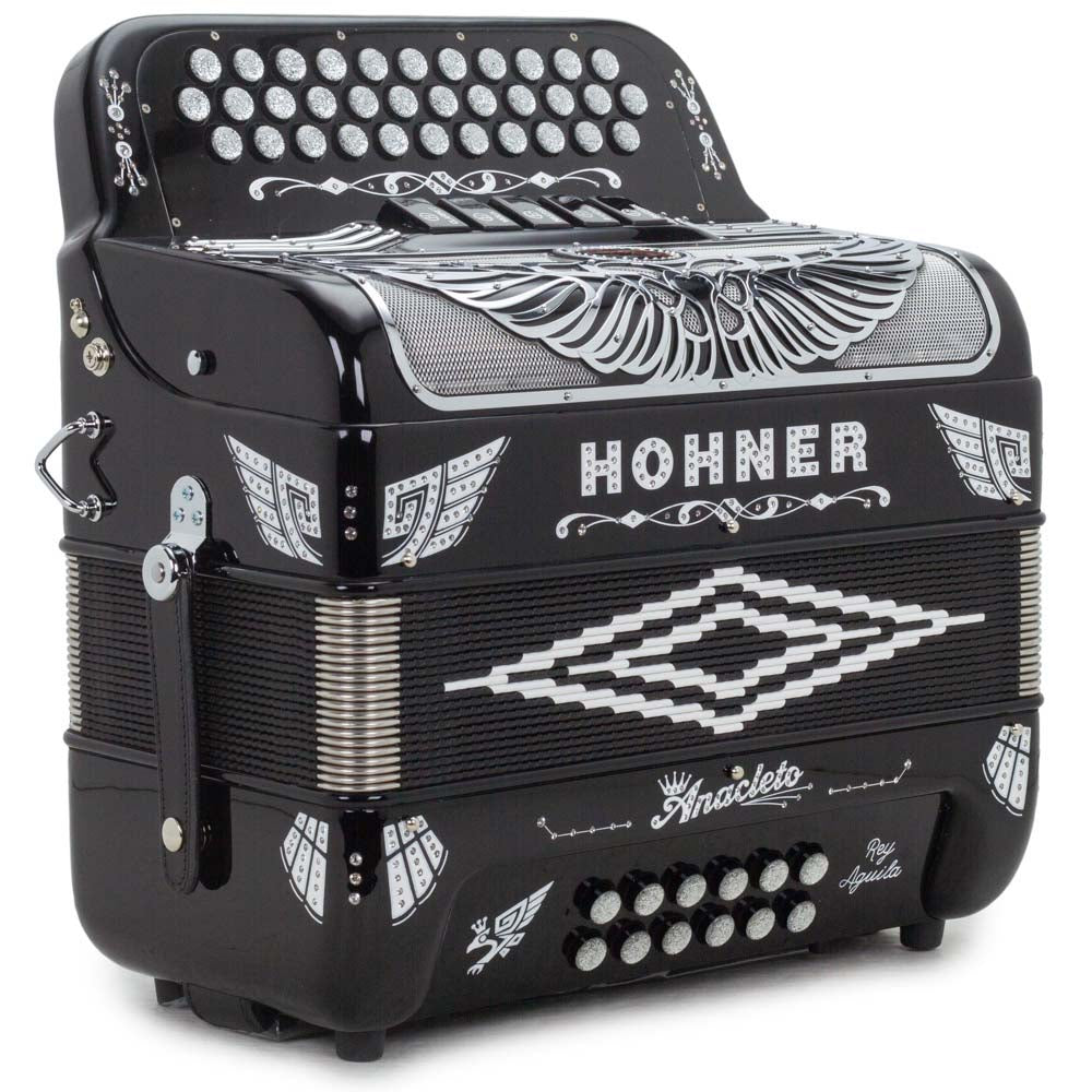 Anacleto Rey Aguila FBE 5 Switches Black Compact-accordion-Anacleto- Hermes Music