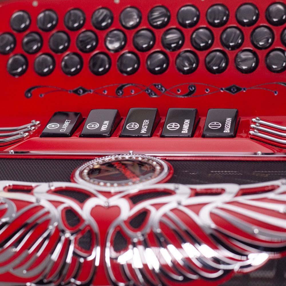 Anacleto Rey Aguila FBE 5 Switches Ruby Red-accordion-Anacleto- Hermes Music