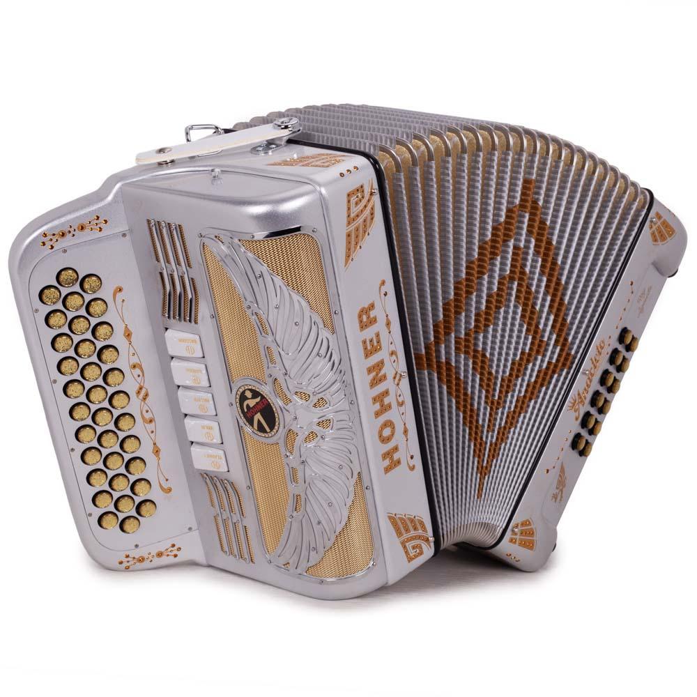 Anacleto Rey Aguila FBE 5 Switches Silver Chrome-accordion-Anacleto- Hermes Music