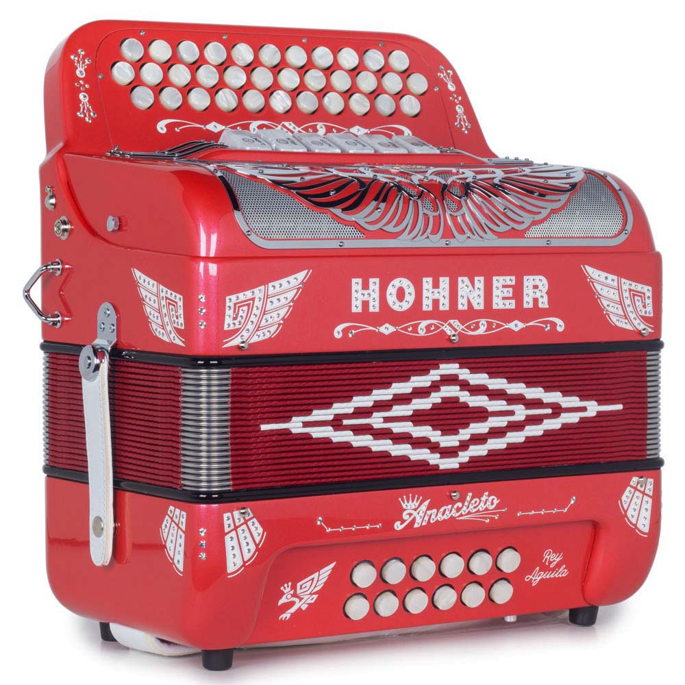 Anacleto Rey Aguila FBE/EAD 6 Switches Red-accordion-Anacleto- Hermes Music