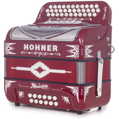 Anacleto Rey del Norte Accordion 6 Switches FBE/EAD Red Compact Accordion-Accordions & Concertinas-Anacleto- Hermes Music