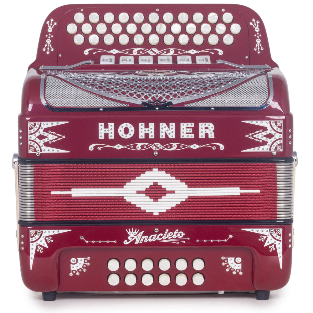 Anacleto Rey del Norte Accordion 6 Switches FBE/EAD Red Compact Accordion-Accordions & Concertinas-Anacleto- Hermes Music