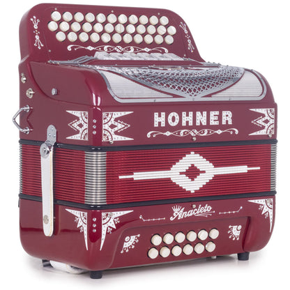 Anacleto Rey del Norte Accordion 6 Switches FBE/EAD Red Compact Accordion-Accordions & Concertinas-Anacleto- Hermes Music