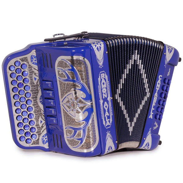 Cantabella El Cazador Ultra Compact Spec. Edit. Ramon Ayala 5 Switch FBE Blue with Silver-accordion-Cantabella-Hermes Music