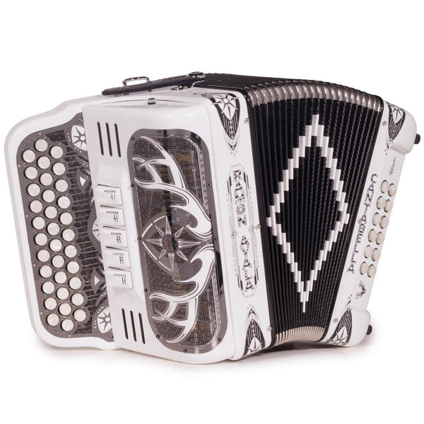 Cantabella El Cazador Ultra Compact Spec. Edit. Ramon Ayala 5 Switch EAD White with Black-accordion-Cantabella-Hermes Music