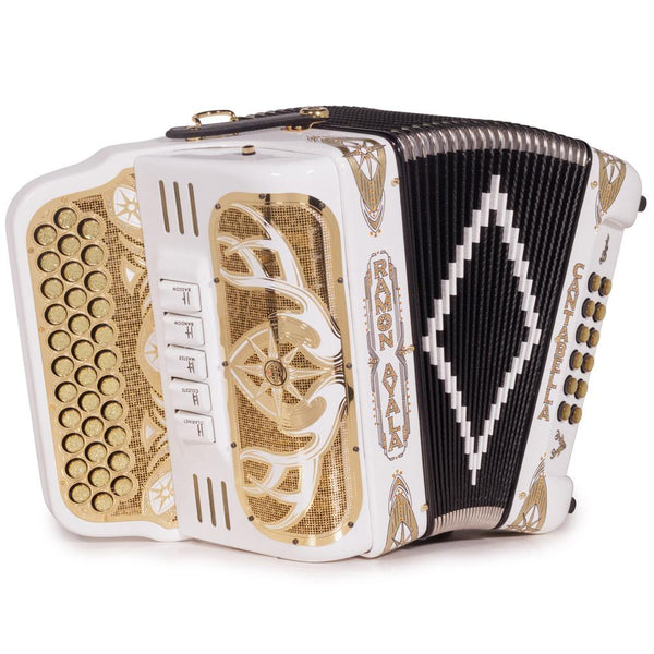 Cantabella El Cazador Ultra Compact Spec. Edit. Ramon Ayala 5 Switch EAD White with Gold-accordion-Cantabella-Hermes Music