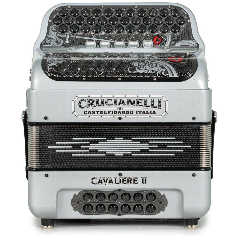 Acordeón Crucianelli Cavaliere II 5 Registros Fa Gris y Negro
