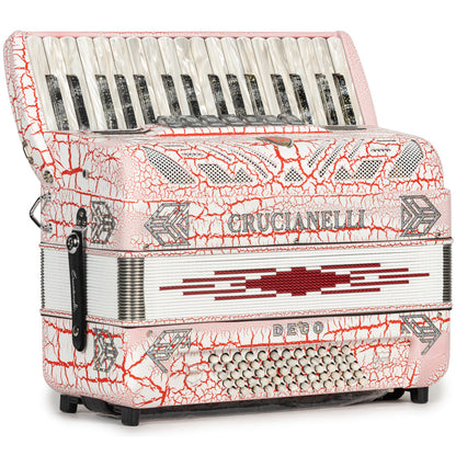 Crucianelli Deco Piano Accordion 7 Switch Matte White and Red Crackle-accordion-Crucianelli-Hermes Music-Accordion Pro Shop